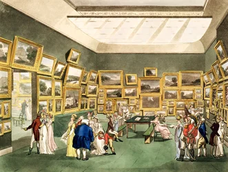 JC Stadler（fl.1780-1812）によって彫刻された「The Microcosm of London」の水彩画家による水彩画の絵画の展覧会。 R・アッカーマン（1764-1831）1808（アクアティ